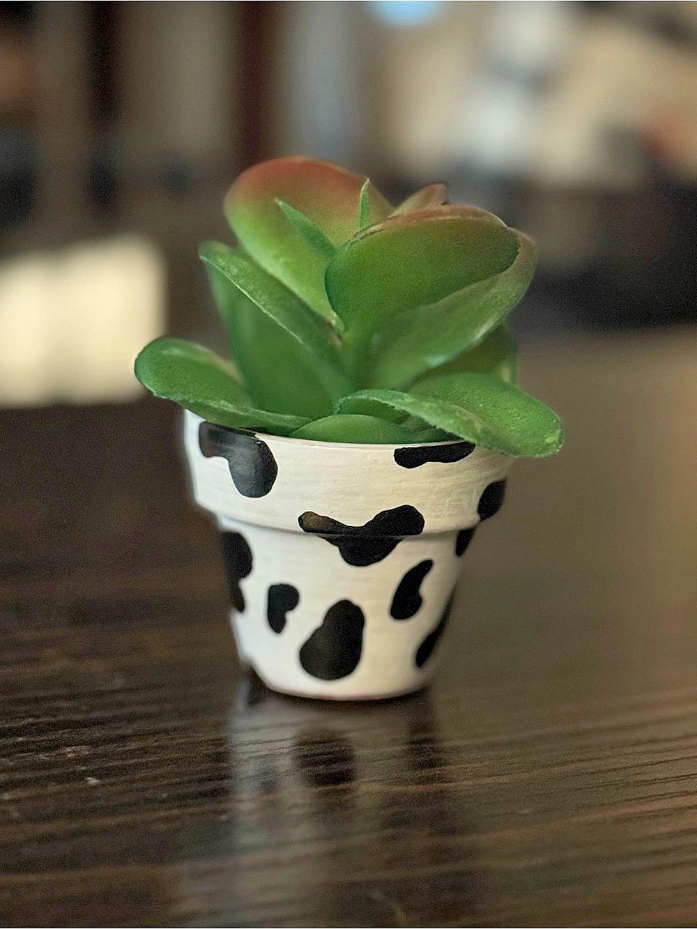 Mini Cow Print Planter in White & Black